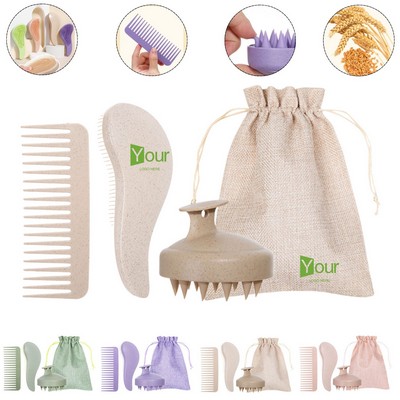 Wheat Straw Hair Brush Set