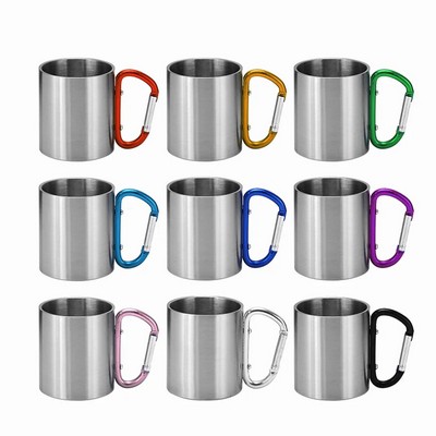 7oz Stainless Steel Coffee Mug With Carabiner