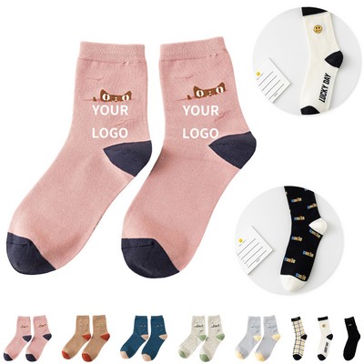 Knit Cotton Dress Sock With Jacquard Logo