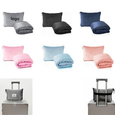2-in-1 Portable Airplane Travel Blanket & Pillow