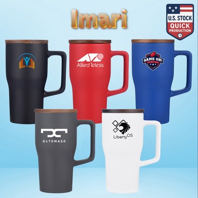 Imari 18oz Stoneware Ceramic Mug with Wood Lid – Car Holder Friendly