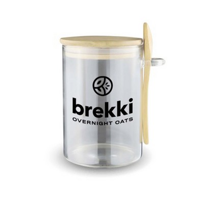 Glass Overnight Oats Jar with Bamboo Lid