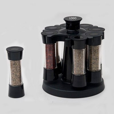 8-Jar Rotating Spice Rack Set 360° Revolving Seasoning Organizer Space-Saving Spice Carousel