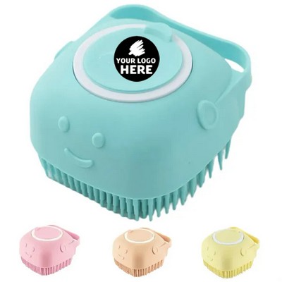 Silicone Pet Bath Brush With Shampoo Dispenser