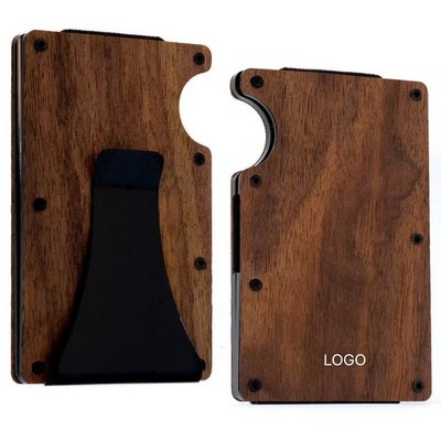 Solid Wood & RFID-Shielded Alloy Wallet Minimalist "Nature-Tech" Credit Card Case