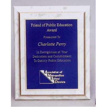 White Marble Finish Gold Cove Plaque (12"x15")