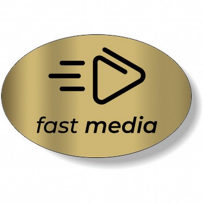 Bright Gold Foil Paper Flexo-Printed Stock Oval Roll Labels (1.625"x2.5")