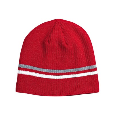 Ribbed Beanie w/ Horizontal Stripe