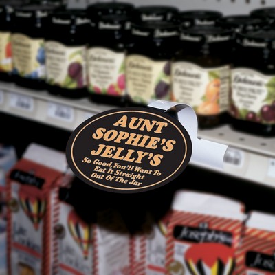 Oval Vinyl Shelf Dangler Sign (Spot Color)