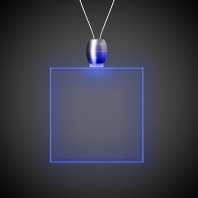 24" Blue Square Light-Up Pendant Necklace(Pad Printed)