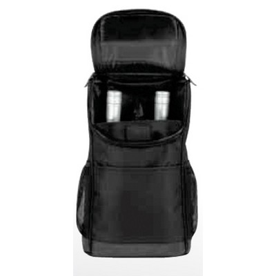 Ripstop Two Bottle Wine Bag with Leather Like Bottom