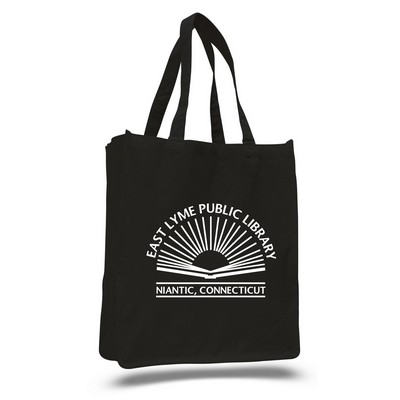 12 oz. Canvas Book Tote Bag w/ Full Gusset - 14"x17"x7"