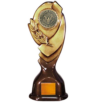 Stock Classic 12" Trophy with a 2" US Army Coin with Engraving Plate