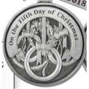 Twelve Days of Christmas 3D Gallery Print Mini Ornament (Day 5 - Five Gold Rings)