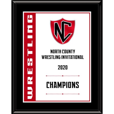 8" x 10" Black Matt Board Varsity Plaque with Full Color Imprint