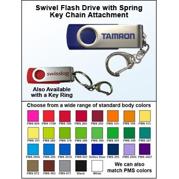 256 MB Swivel Flash Drive w/Spring Key Chain Attachment