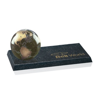 Marble Globe on Granite Base - Green