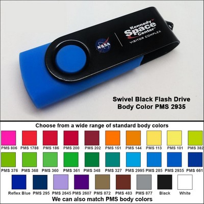 Swivel Black Flash Drive - 32 GB Memory - Body PMS 2935