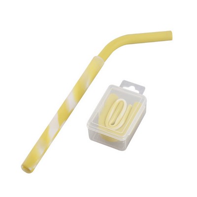 Circles Swirls Silicone Straw w/Square Plastic Case