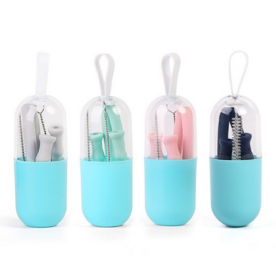 Silicone Reusable Straw with Case