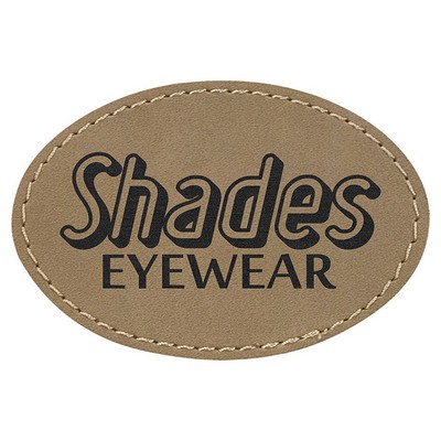 3"x2" Oval Patches, Light Brown Laserable Leatherette