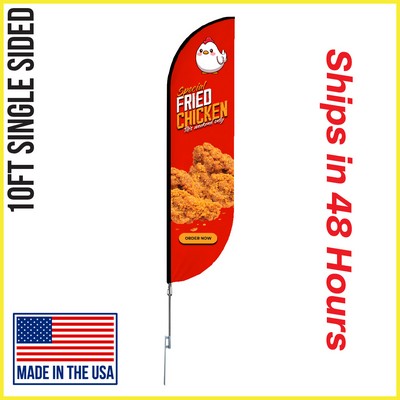 Super Flag 10' Single Sided w/ Spike Base - Made in the USA