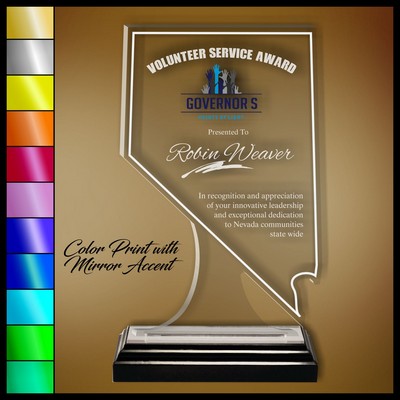 9" Nevada Clear Acrylic Award with Color Print and Mirror Accent