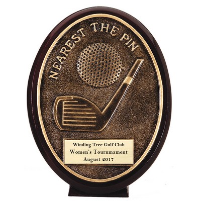 5 ½" Antique Gold Oval Golf Nearest to Pin Award