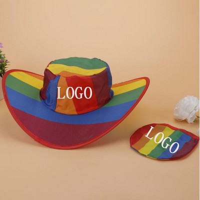 Nylon Folding Rainbow Cowboy Hat