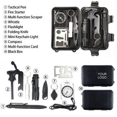 10-in-1 Multi-Tool Survival Kit, Tactical Camping Gear, Emergency Outdoor Kit