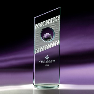 9.25" Fanfare Jade Crystal Golf Award