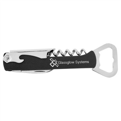 Black/Silver Leatherette Wine Bottle Opener