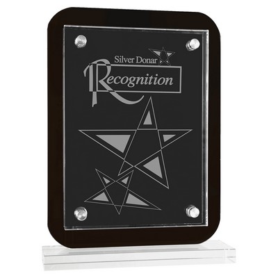 7.5" x 10" Black Floating Glass Standup Plaque