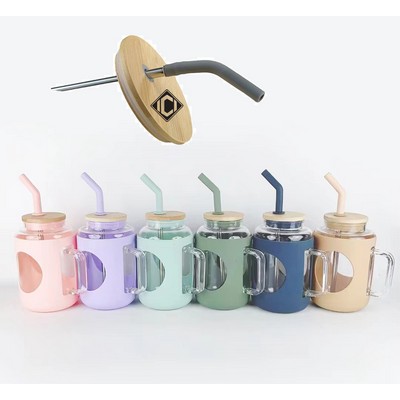 Glass Tumbler with Bamboo Lid and Straw 40oz