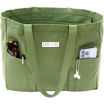 Utility Tote With Front Pockets And Laptop Sleeve