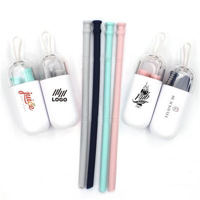Reusable Silicone Drinking Straws With Travel Case