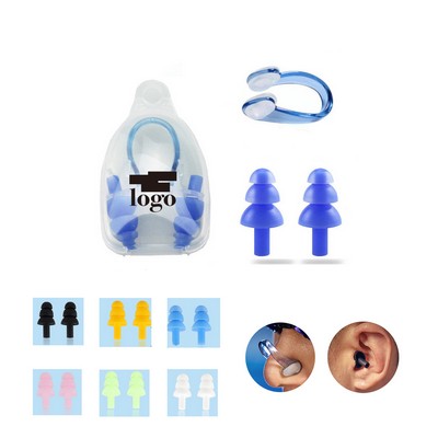 Silicone Nose Clip Ear Plugs Swimming Set