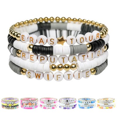 Plastic Stretch statement coloured letter beaded bracelet