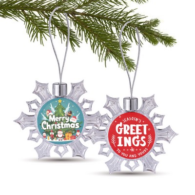3" Clear Snowflake Full Color Aluminum Sheet Ornament