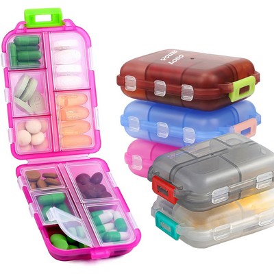 10 Compartments Travel Pill Box