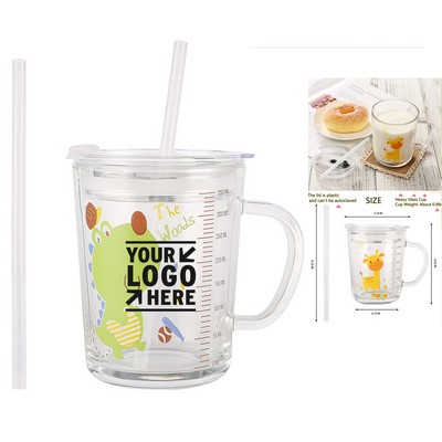 12oz Cute Glass Tumbler with Scale