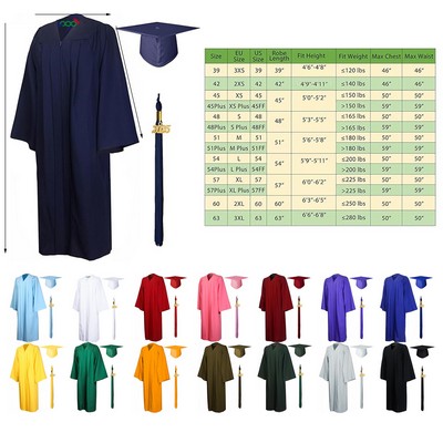 Matte Graduation Gown Cap Tassel Set