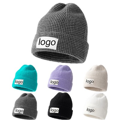 Winter Waffle Knit Warm Beanie Hat MOQ50PCS