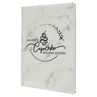 White Marble Leatherette Sketch Book with Unlined Notepad