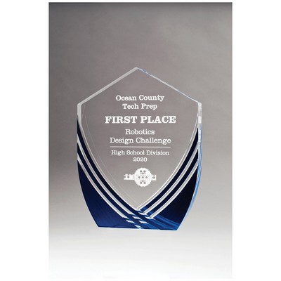Shield Acrylic w/Score Lines and Blue Metallic Accent