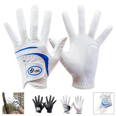 White With Blue Customizable Golf Gloves