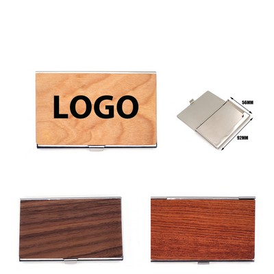 Wooden Flip-top Business Card Holder