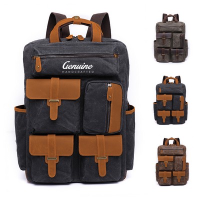 Retro Leather Travel Backpack