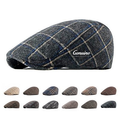Retro Style Cotton Polyester Flat Top Newsboy Cap