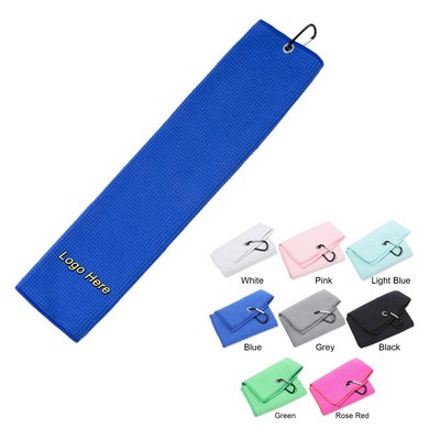 Folded Waffle Microfiber Golf Towel